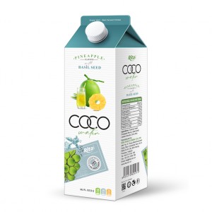 1L Paper Box Coconut Water with Basil Seed Pineapple Flavor