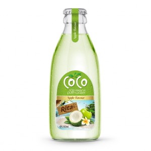 100% Pure Coconut  Water With Apple Flavor 250ml Glass Bottle
