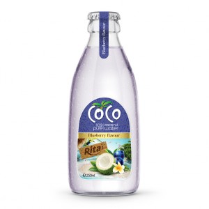 100% Pure Coconut Water With Blueberry Flavor 250ml Glass Bottle