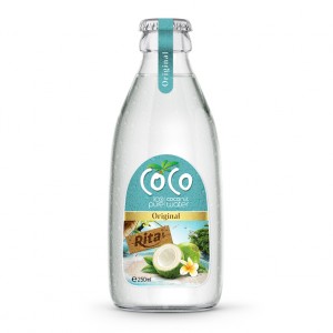 100% Pure Coconut Water With Original Flavor 250ml Glass Bottle