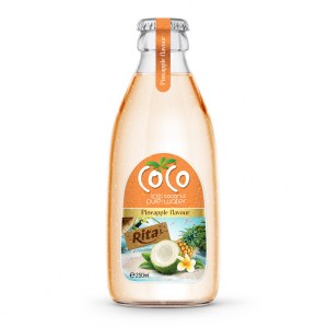 100% Pure Coconut  Water With Pineapple Flavor 250ml Glass Bottle