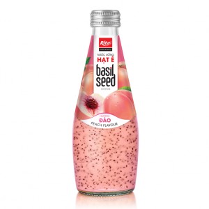 Supplier OEM Basil Seed Drink 290ml Glass Bottle Peach Flavor