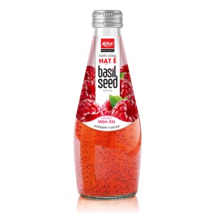 Raspberry Flavor Basil Seed Drink 290ml Glass Bottle