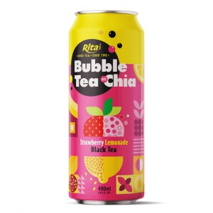 Bubble Tea With Chia Seed Strawberry And Lemonade 490ml Can