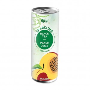  Peach Flavor Sparkling Black Tea 250ml Alu Can Rita Brand 
