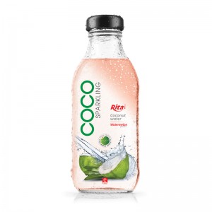 OEM Sparkling Coconut Water With Watermelon Flavor 350ml Glass Bottle 