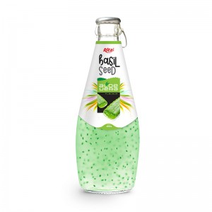 290ml Glass Bottle Basil Seed Drink With Aloe Vera 
