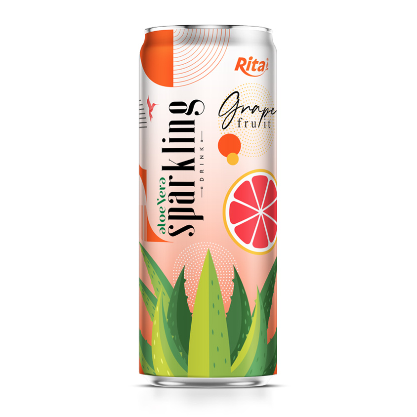 aloe sparkling 320ml can grapefruit