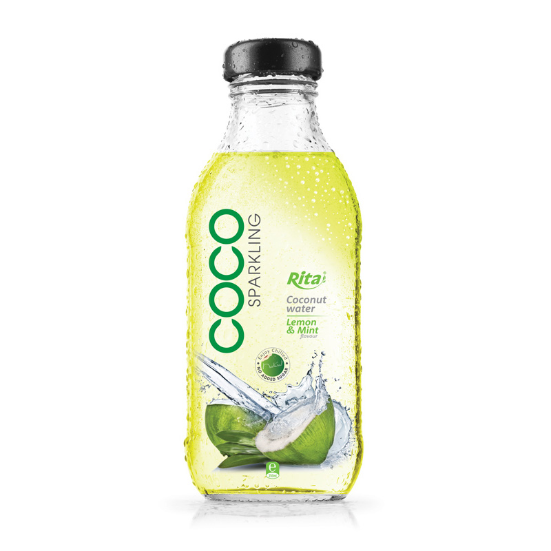 Sparkling coconut water with lemon and mint 350ml glass bottle Bottle