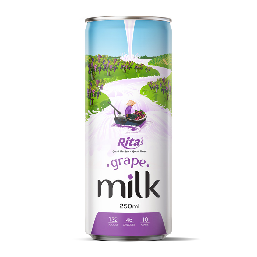 OEM Grape Milk Drink 250ml Slim Can - RITA Beverage