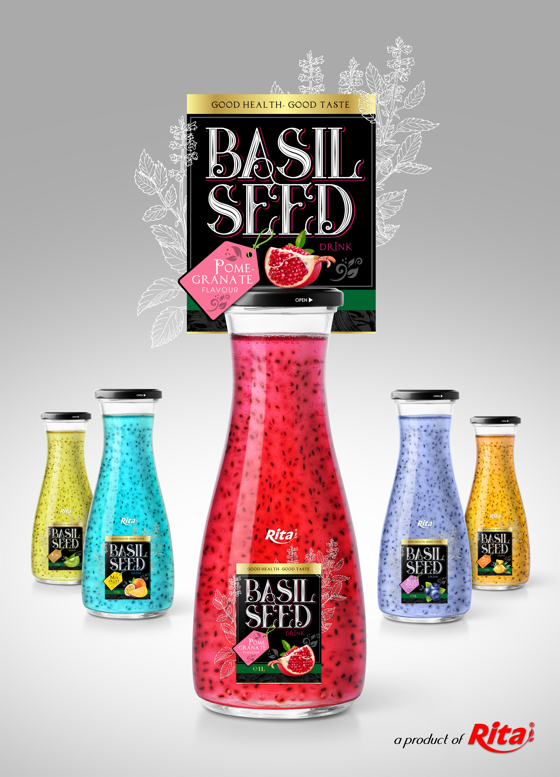 Design Baisil seed 1L Glass Bottle 01