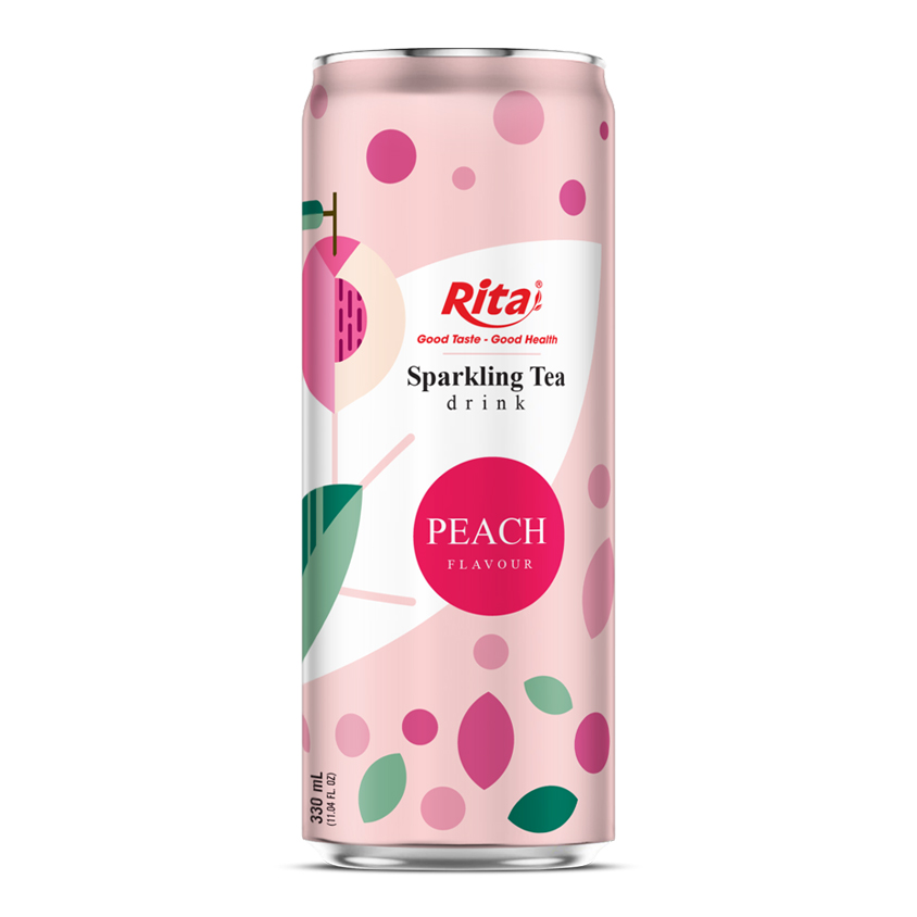 Sparkling Tea drink non alcoholic peach flavour 330ml sleek can