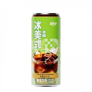 Iced Americano Coffee Drink With Green Coconut Flavor