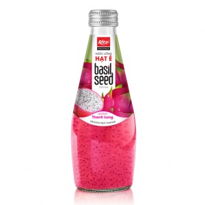 Vietnamese Seed Drink 290ml Glass Bottle Basil Seed With Dragon Fruit Flavor