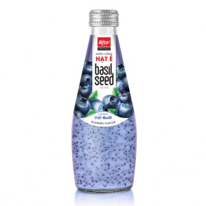 Vietnamese Beverage 290ml Glass Bottle Basil Seed With Blueberry Flavor