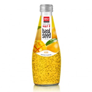 Vietnamese Beverage Basil Seed Drink Mango Flavor 290ml Glass Bottle  