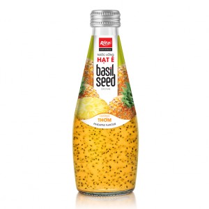 Vietnamese Supplier Basil Seed Drink 290ml Glass Bottle Pineapple Flavor