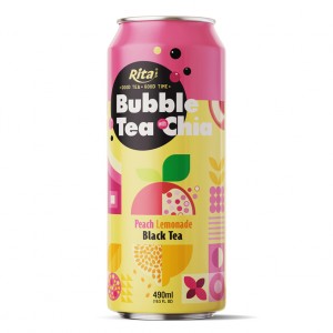 Bubble Tea With Chia Seed Peach Lemonade 490ml Can