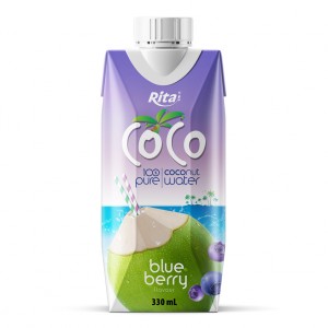 100% Pure Coconut  Water Blueberry Juice 330ml Paper Box