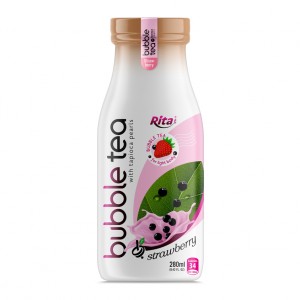 280ml Glass Bottle Bubble Tea With Strawberry Flavor