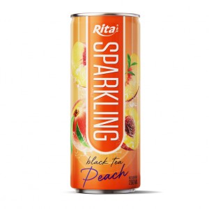 Rita Sparkling Black Tea Peach Flavor 250ml Sleek Can